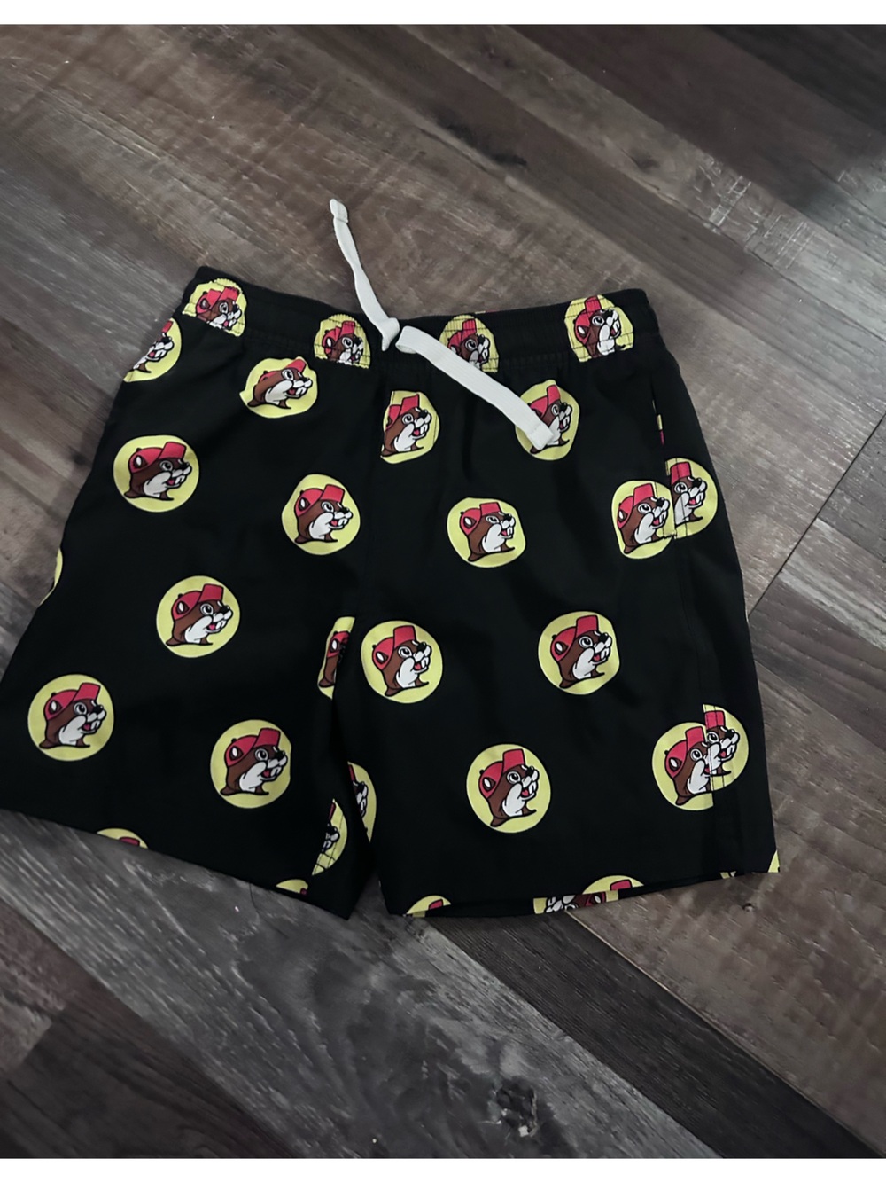 Bucee's Boys Swimming Trunks Youth Med Black Buc-ees Shorts Waterproof